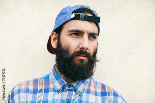 Portrait of hipster bearded man. photo