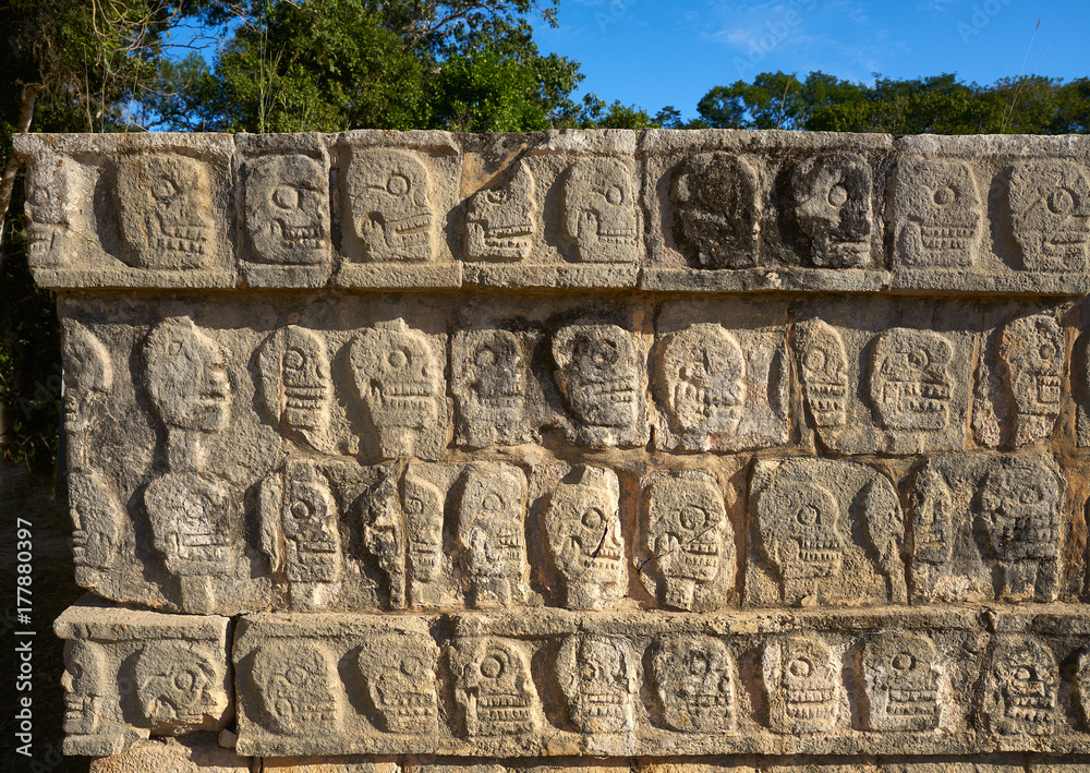 Chichen Itza Tzompantli the Wall of Skulls