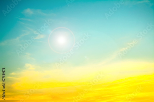Fototapeta Naklejka Na Ścianę i Meble -  colorful blue sky with sunrise and flare