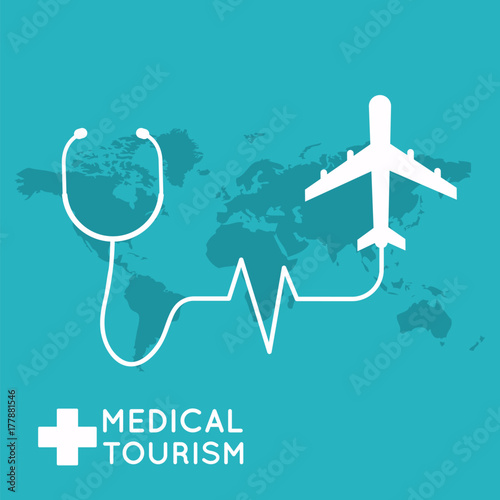 Medical tourism. Flat design modern vector illustration concept.
