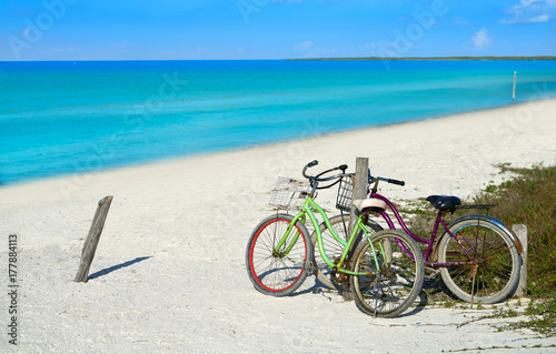 Holbox island beach bicycles Mexico