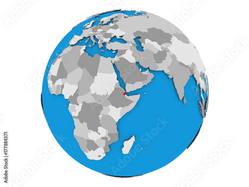 Djibouti on globe isolated