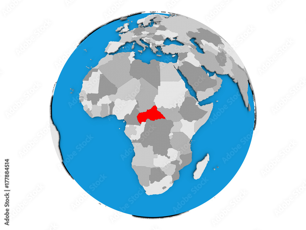 Fototapeta premium Central Africa on globe isolated