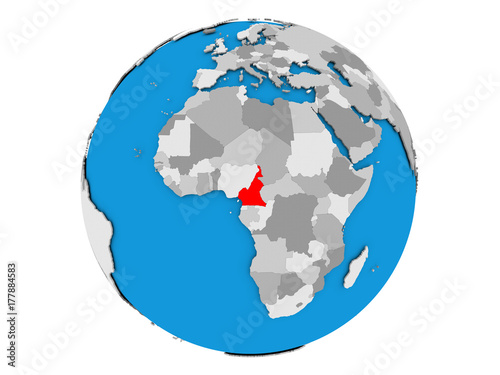 Cameroon on globe isolated