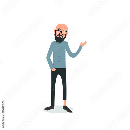 Exhausted and completely wiped out cartoon guy in casual clothes, gesturing. Vector illustration. Modern flat design. © Kevin