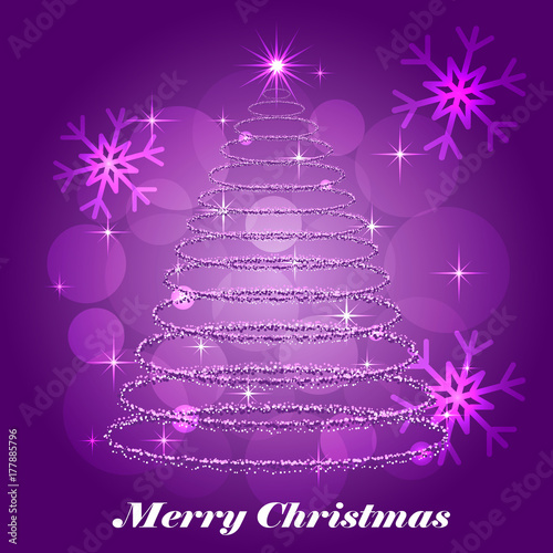 Shining Christmas tree winter background