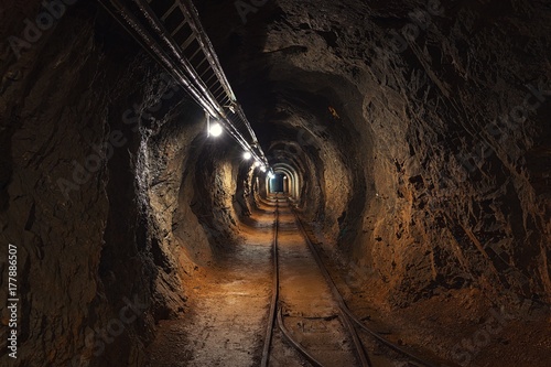 Underground mine passage angle shot photo