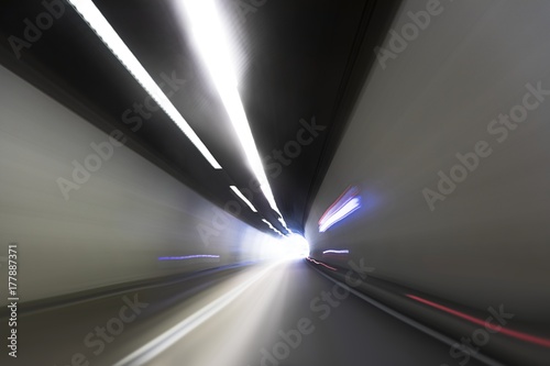 Artificial road tunnel as abstract blurred background