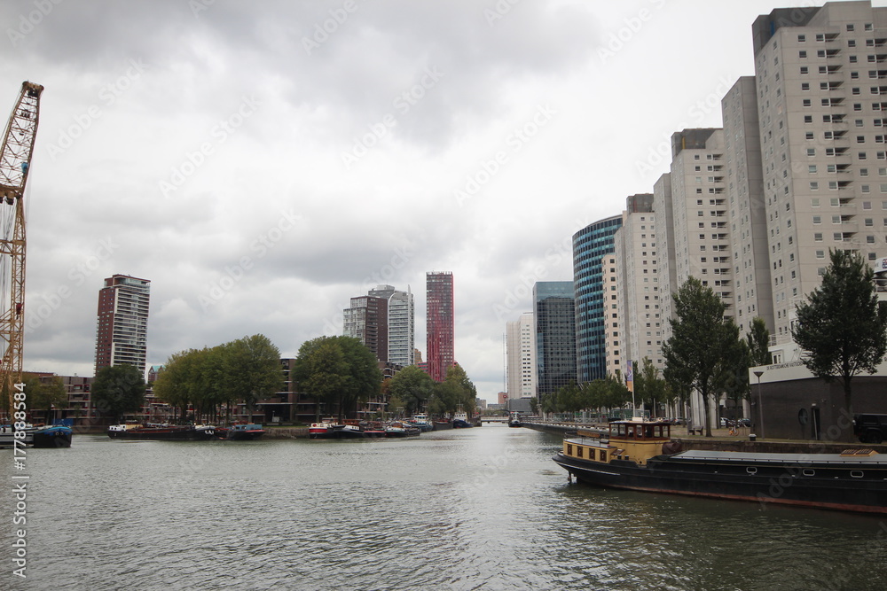 Overview of one of the Rotterdam Harbours in the center of the city Overview of one of the Rotterdam Harbours in the center of the city