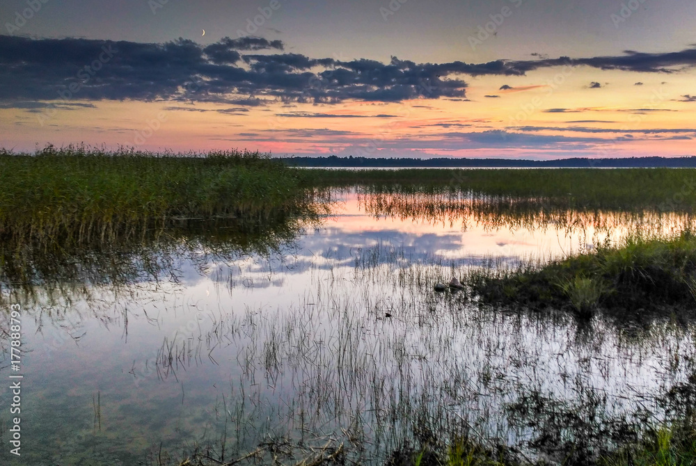 Colorful sunset over lake in Latvia Colorful sunset over lake in Latvia
