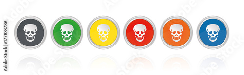 Totenkopf - Skelett - Silberne Buttons