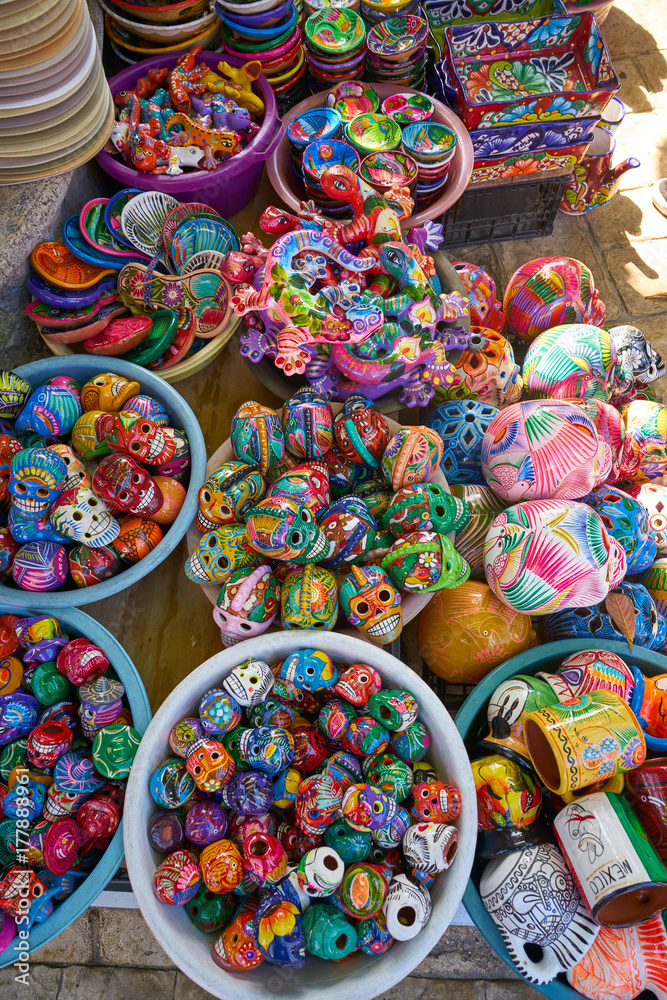 Mexican souvenirs colorful handpainted crafts