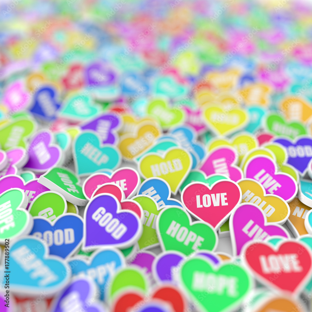 Infinite hearts background, original 3d rendering, love theme