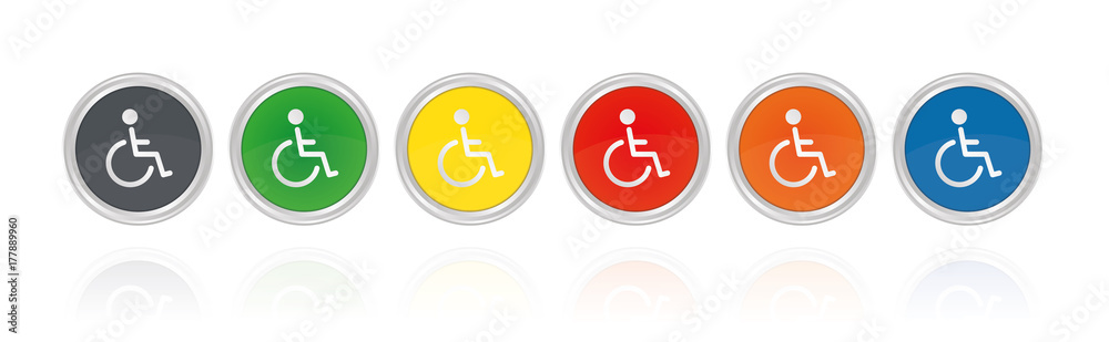 Rollstuhlfahrer - Silberne Buttons Rollstuhlfahrer - Silberne Buttons