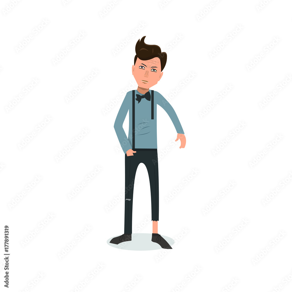 Exhausted and completely wiped out cartoon guy in casual clothes, gesturing. Vector illustration. Modern flat design. Exhausted and completely wiped out cartoon guy in casual clothes, gesturing. Vector illustration. Modern flat design.