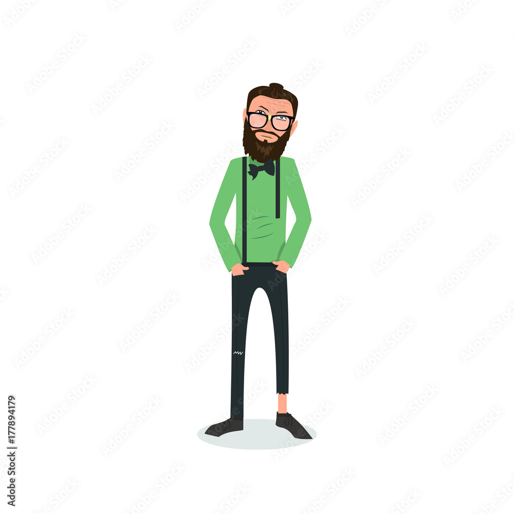 Obraz premium Exhausted and completely wiped out cartoon guy in casual clothes, gesturing. Vector illustration. Modern flat design.