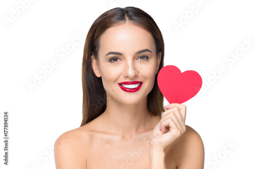 young woman with heart symbol