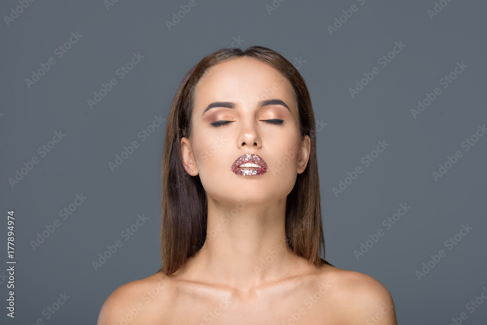 girl with glamorous makeup girl with glamorous makeup
