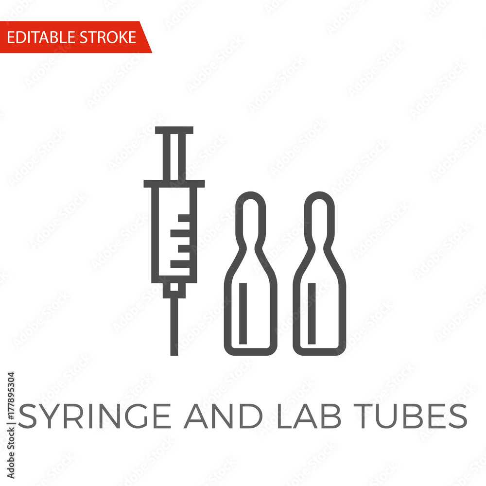 Syringe and Lab Tubes Vector Icon Syringe and Lab Tubes Vector Icon