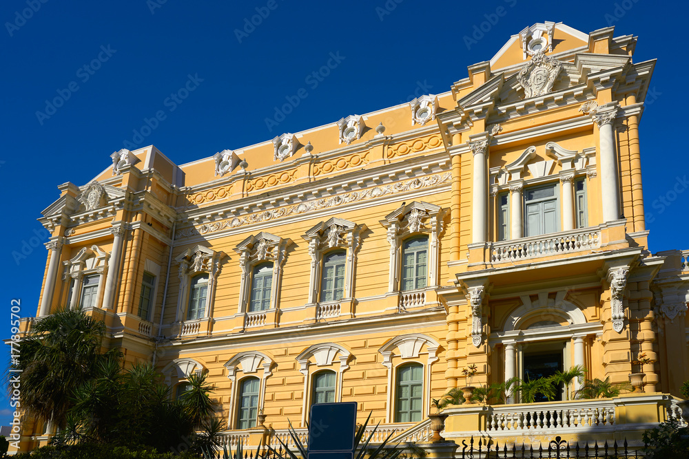 Fototapeta premium Merida yellow facade Paseo Montejo Yucatan