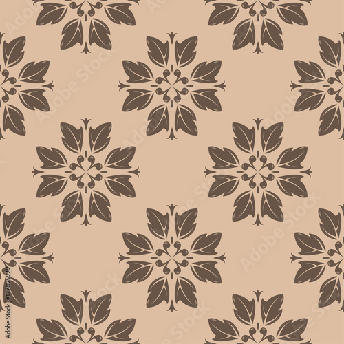 Brown and beige floral seamless pattern