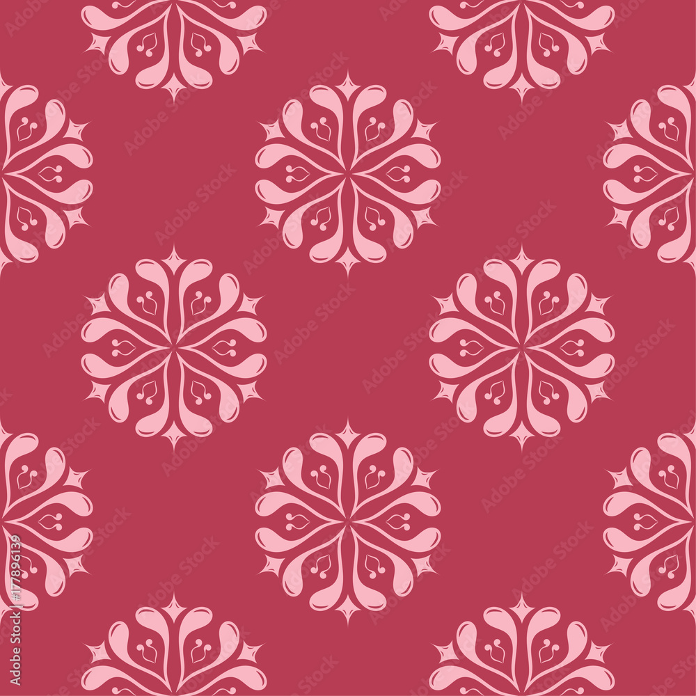 Floral seamless pattern on red background Floral seamless pattern on red background