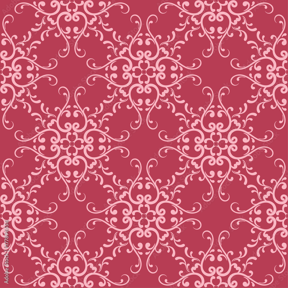 Red floral seamless background. Ornamental pattern Red floral seamless background. Ornamental pattern