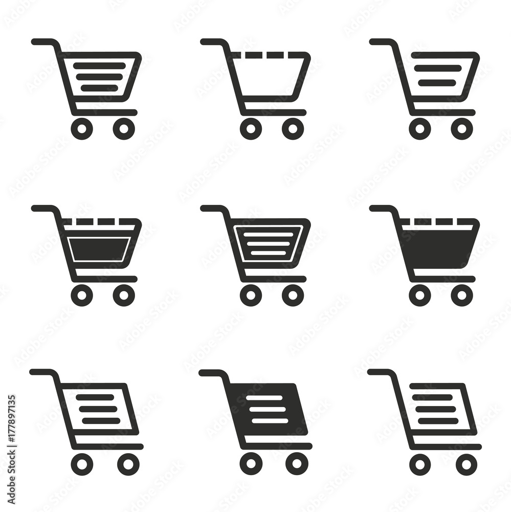 Handcart icon set. Handcart icon set.