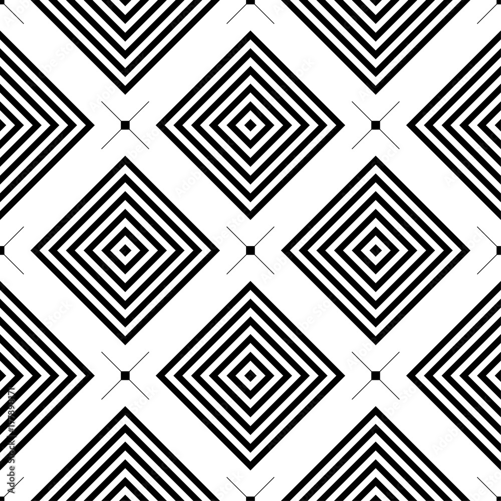 White and black geometric ornament. Seamless pattern White and black geometric ornament. Seamless pattern