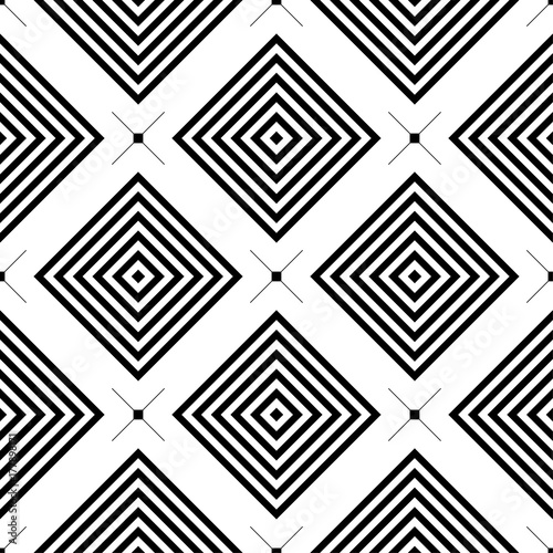 White and black geometric ornament. Seamless pattern