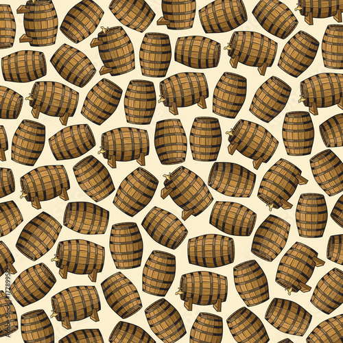 background pattern with old wooden barrels