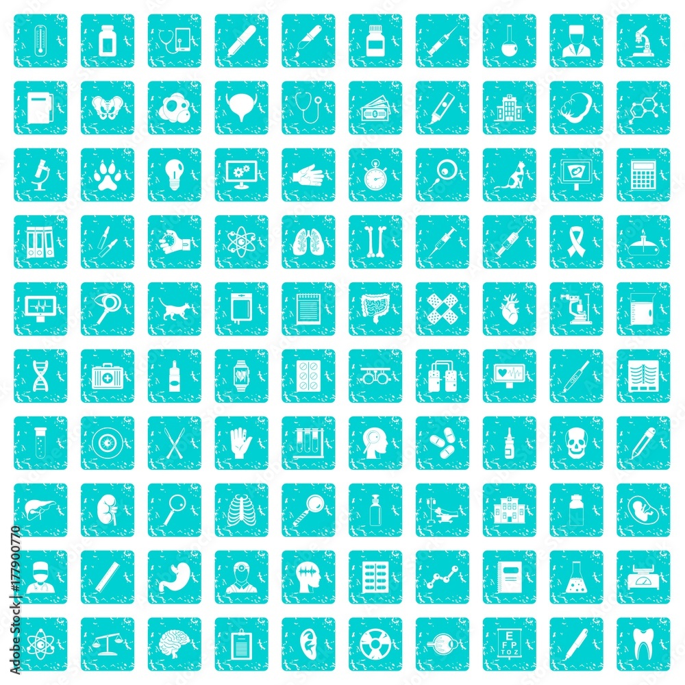 100 diagnostic icons set grunge blue 100 diagnostic icons set grunge blue