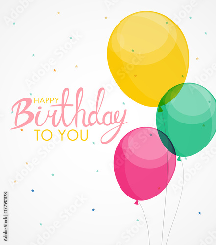 Abstract Happy Birthday Balloon Background Card Template Vector Illustration