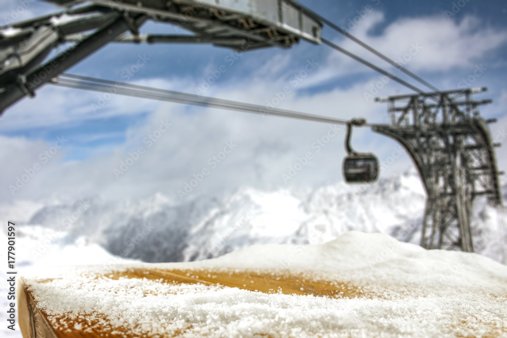 Obraz premium winter landscape and desk of free space 