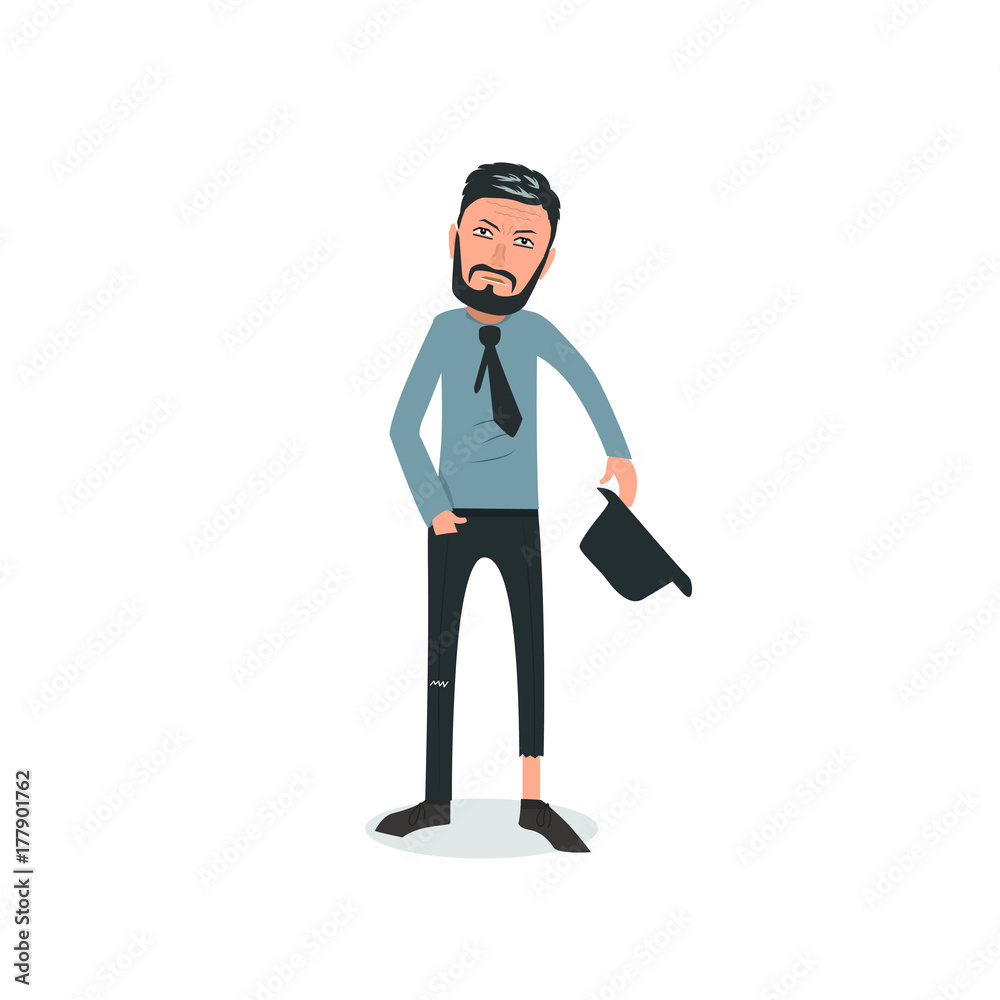 Exhausted and completely wiped out cartoon guy in casual clothes, gesturing. Vector illustration. Modern flat design. Exhausted and completely wiped out cartoon guy in casual clothes, gesturing. Vector illustration. Modern flat design.