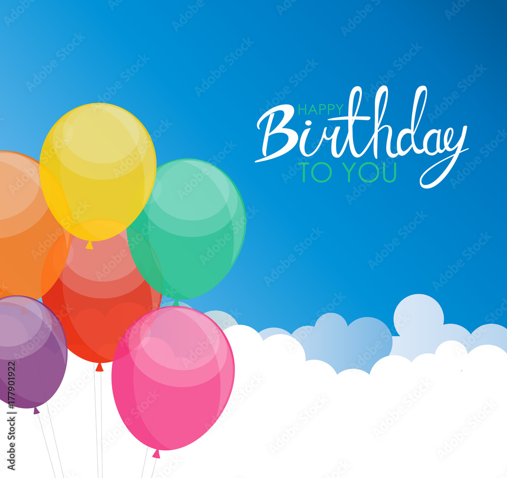 Naklejka premium Abstract Happy Birthday Balloon Background Card Template Vector Illustration