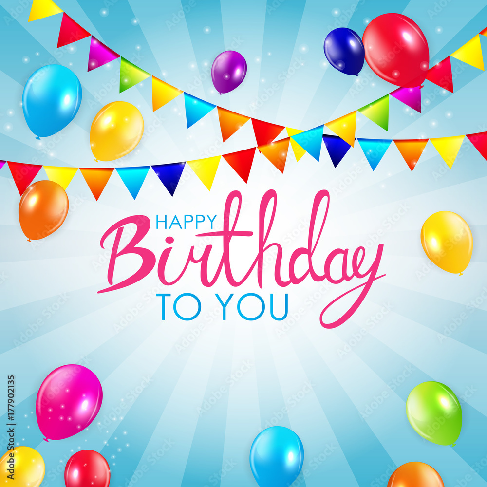 Abstract Happy Birthday Balloon Background Card Template Vector Illustration