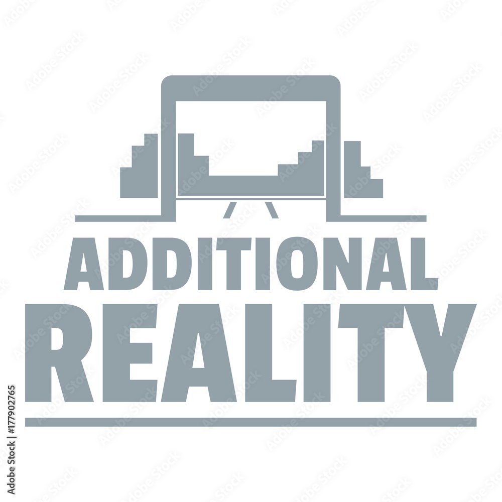 Game additional reality logo, simple gray style
