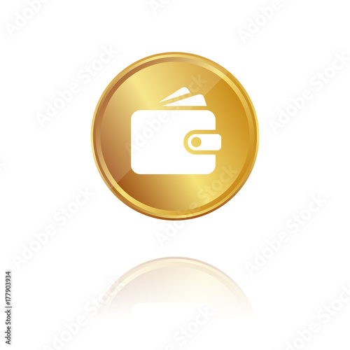 Brieftasche - Gold Münze mit Reflektion