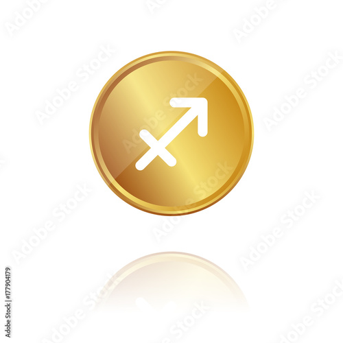 Sternzeichen - Schütze - Gold Münze mit Reflektion