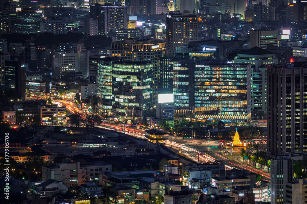 Seoul skyscrapers in the night, South Korea. Seoul skyscrapers in the night, South Korea.