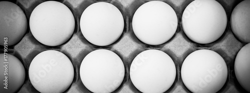Eggs in Carton Tray. Geometry Abstract Design. Inspirational Artistic Image. Fine Art. Black and White.