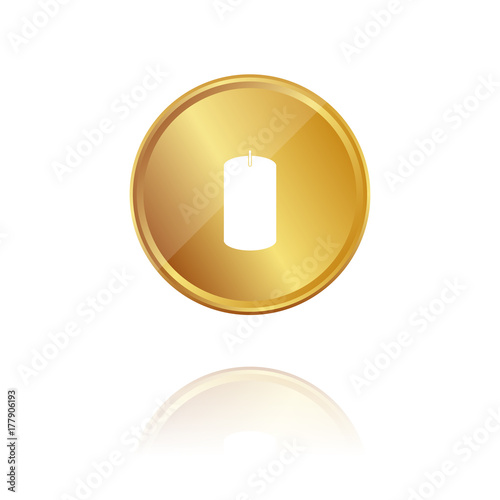 Kerze - Gold Münze mit Reflektion