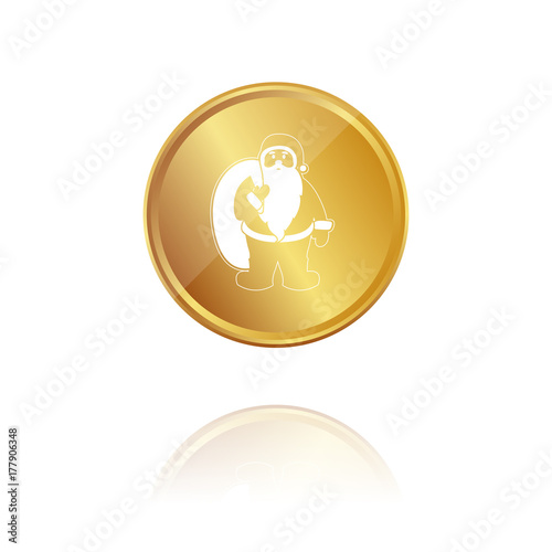 Nikolaus - Santa - Gold Münze mit Reflektion