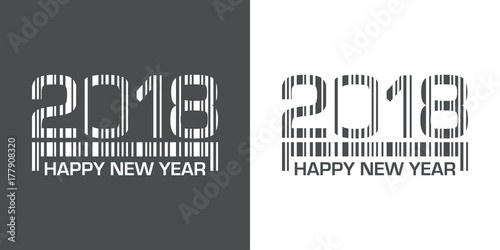 Icono plano codigo de barras 2018 gris y blanco