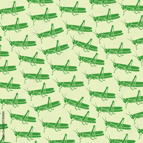 background pattern with green grasshopper vector illustration