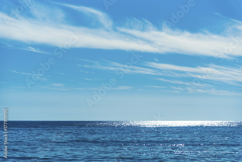 Beautiful sky and blue ocean or sea