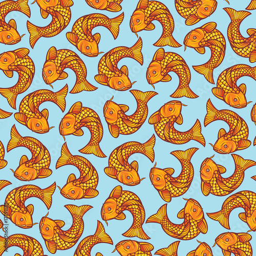 Photography Background pattern with a Japanese or Chinese inspired Koi carp fish
