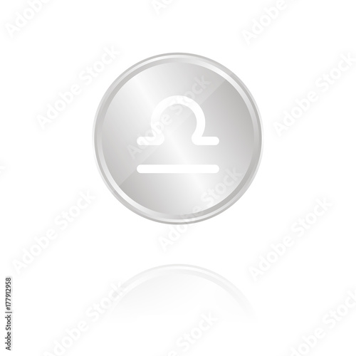 Sternzeichen - Waage - Silber Münze mit Reflektion