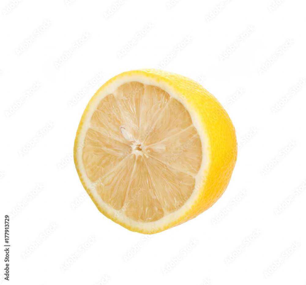 Slice of fresh lemon isolated on white background Slice of fresh lemon isolated on white background